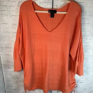 Lane Bryant Womens 3/4 sleeve sweater rosetted side coastal grandma plus size